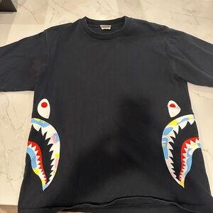 Bape Bathing Ape Black T-Shirt with Colorful Shark Design